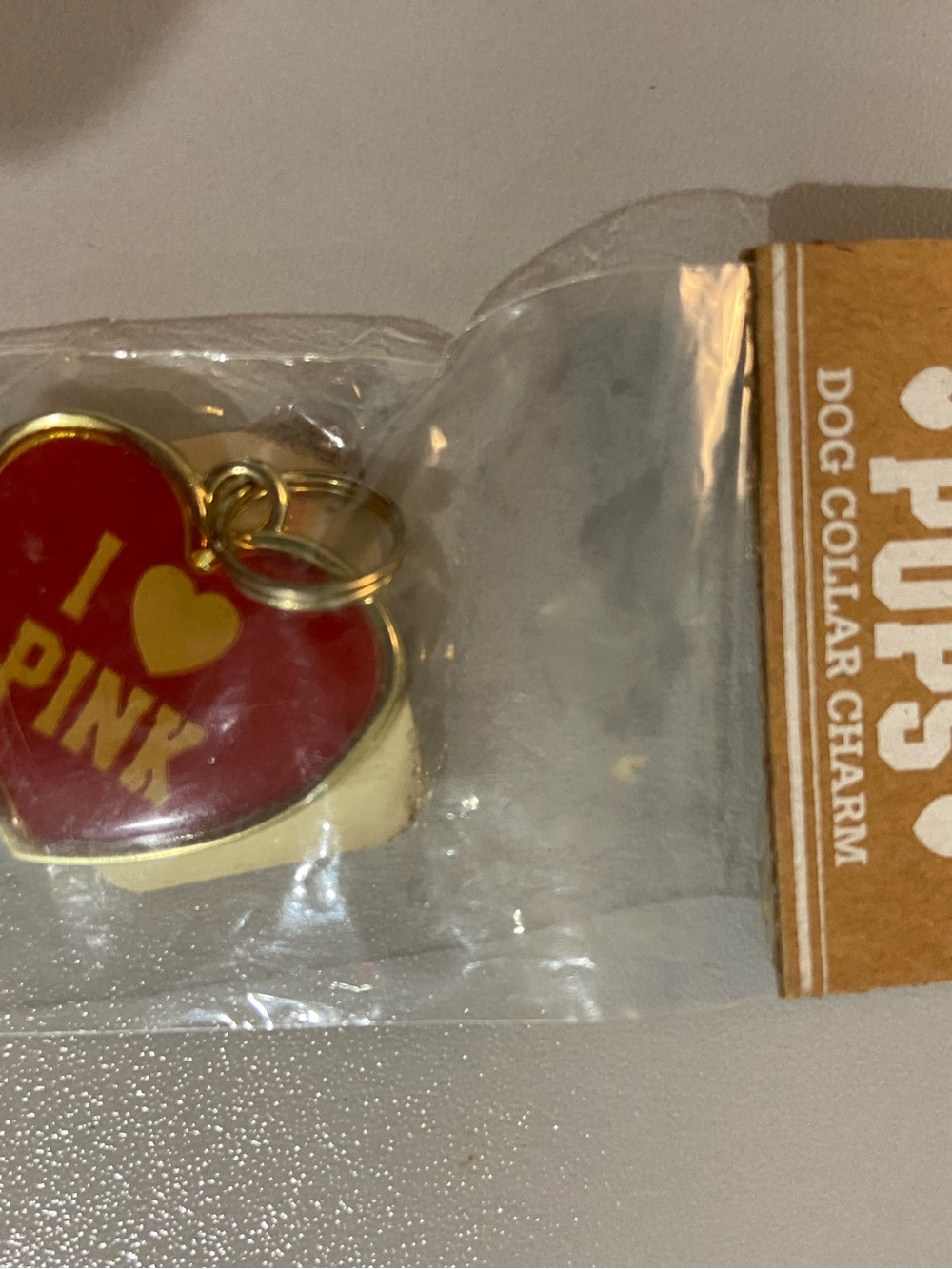 Vintage "I ♥ PINK" Dog Collar Charm
